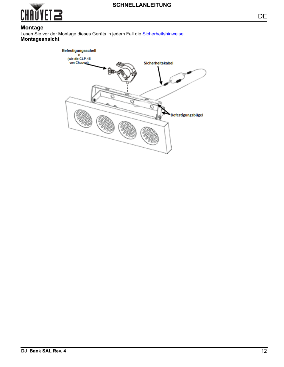 Montage, Montageansicht | CHAUVET DJ DJ Bank LED Light Bar (RGBA) User Manual | Page 15 / 24
