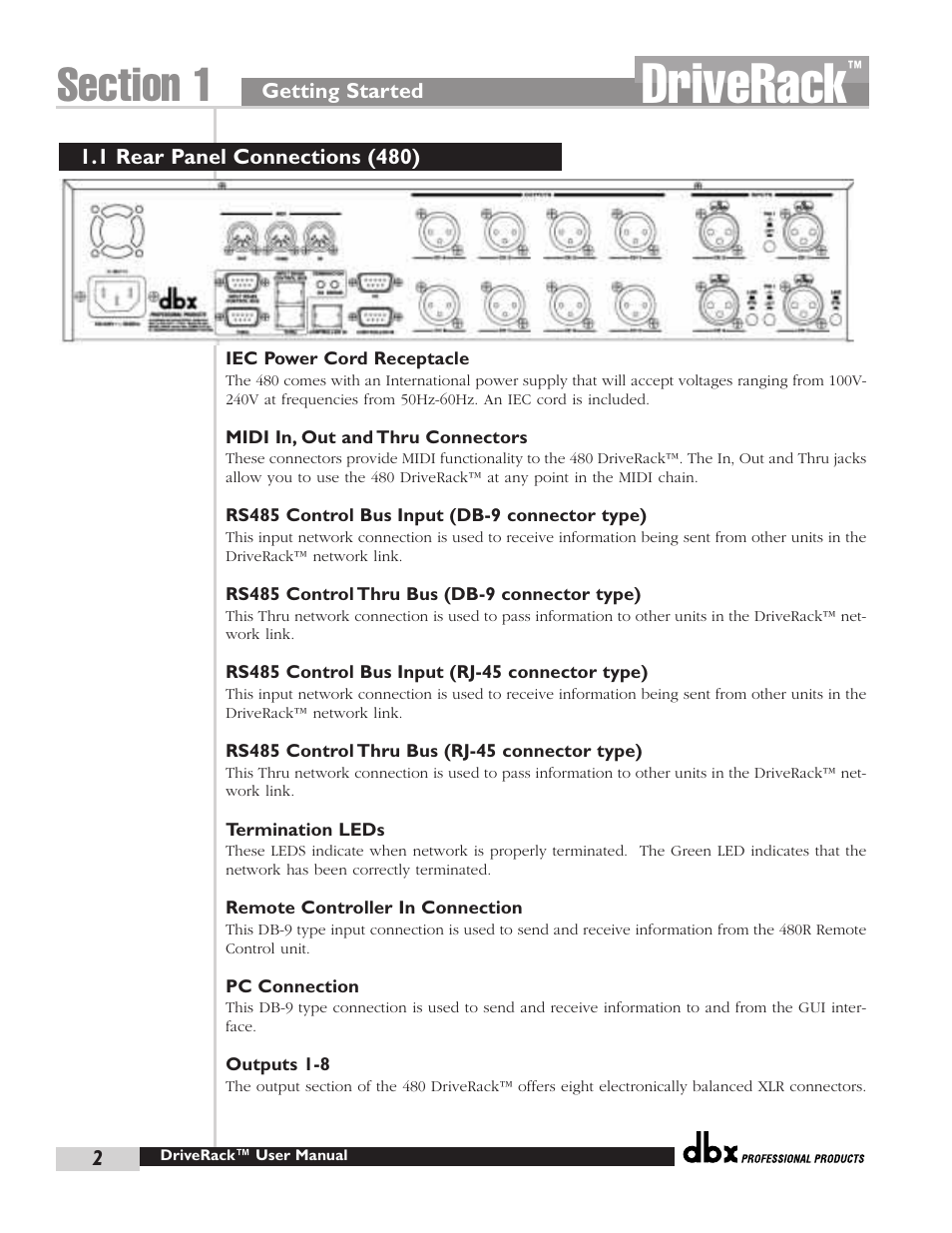 Driverack | dbx Pro 480 User Manual | Page 12 / 117