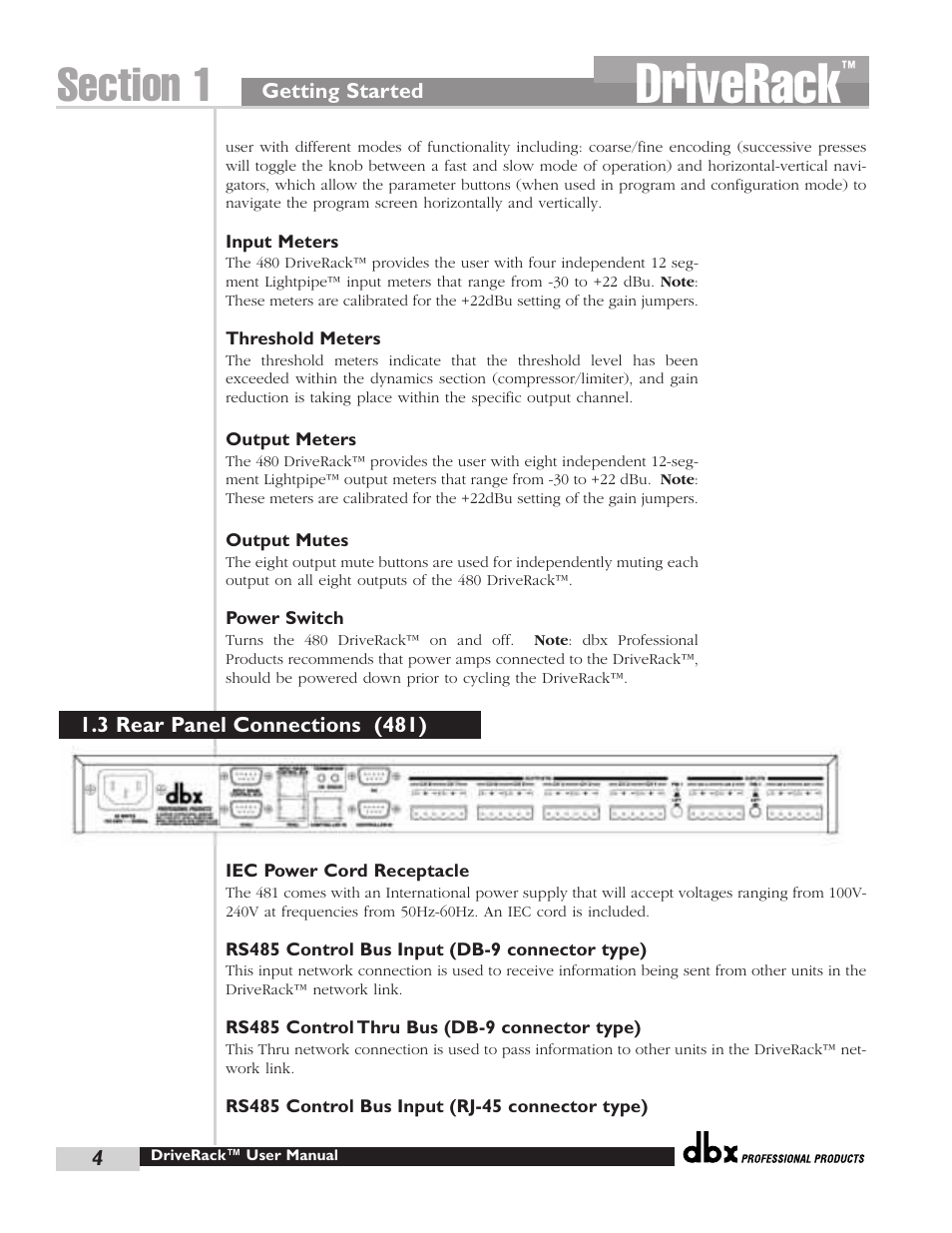 Driverack | dbx Pro 480 User Manual | Page 14 / 117