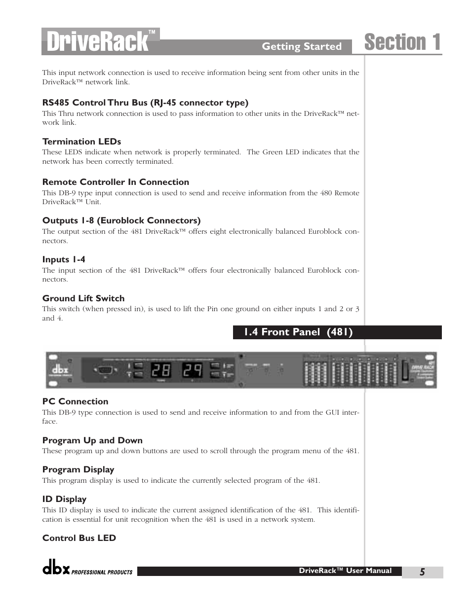 Driverack | dbx Pro 480 User Manual | Page 15 / 117