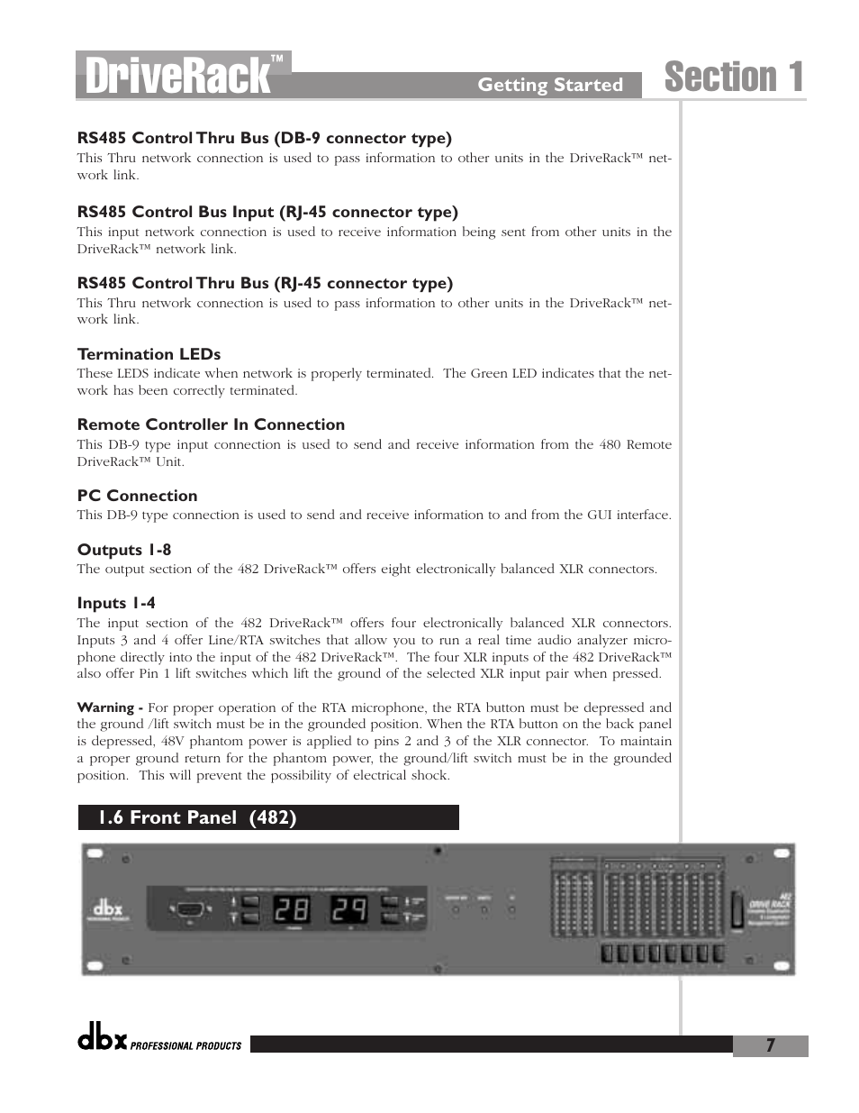 Driverack | dbx Pro 480 User Manual | Page 17 / 117