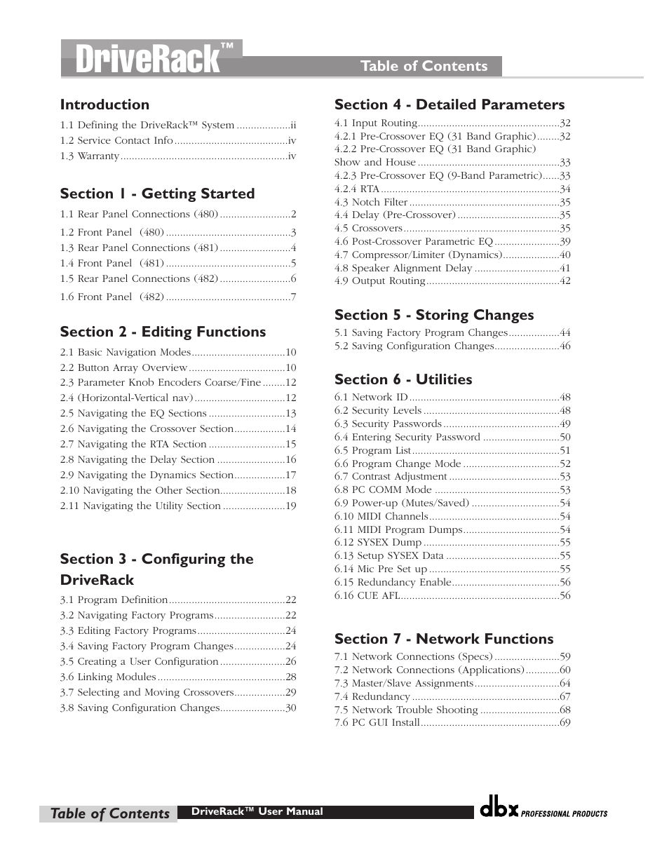 dbx Pro 480 User Manual | Page 4 / 117