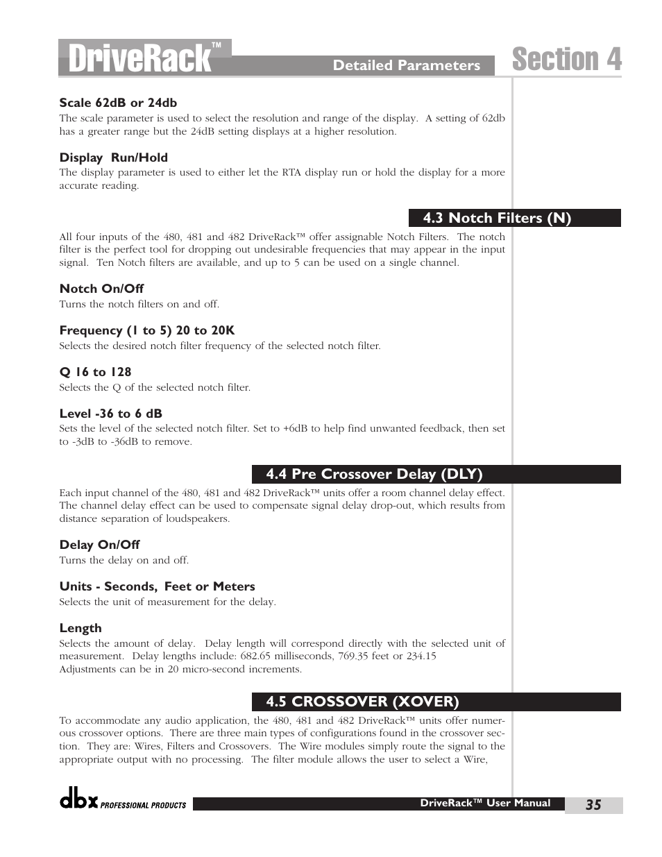 Driverack | dbx Pro 480 User Manual | Page 44 / 117