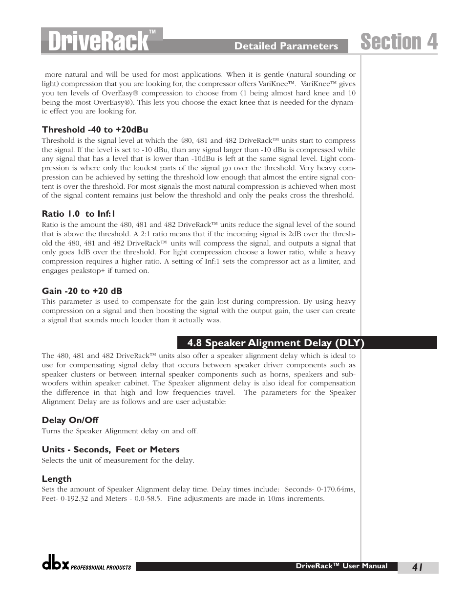 Driverack | dbx Pro 480 User Manual | Page 50 / 117