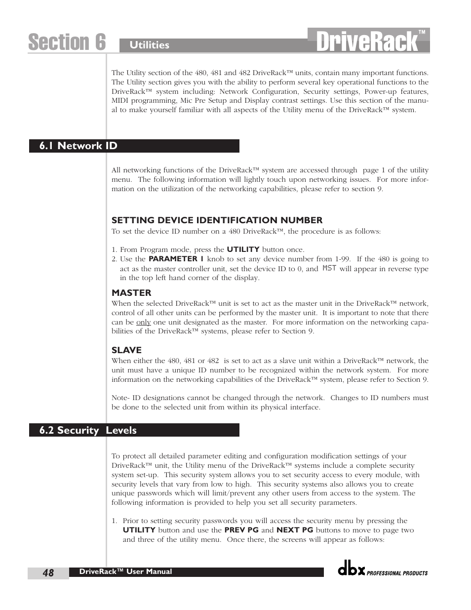 Driverack | dbx Pro 480 User Manual | Page 57 / 117