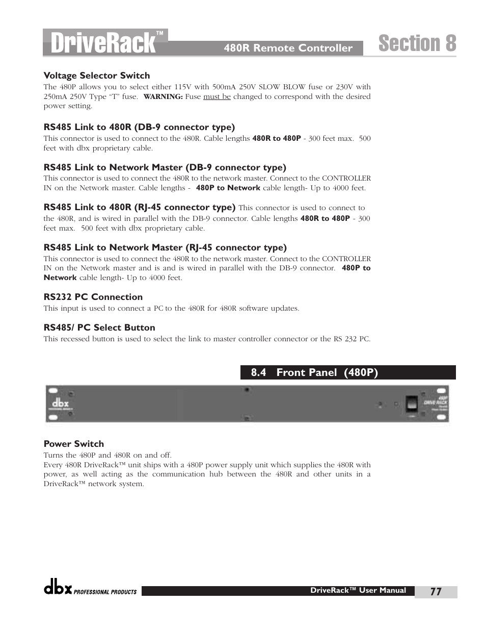 Driverack | dbx Pro 480 User Manual | Page 86 / 117