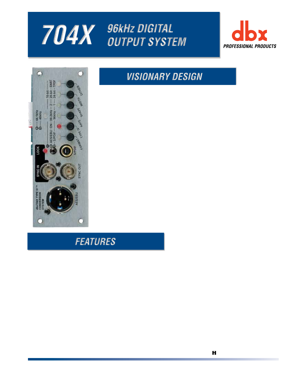 dbx Pro Visionary Design 704x User Manual | 1 page