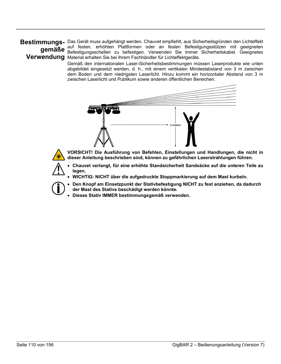 Bestimmungs-gemäße verwendung, Bestimmungs- gemäße verwendung | CHAUVET DJ GigBAR 2 All-In-One Lighting System User Manual | Page 110 / 156