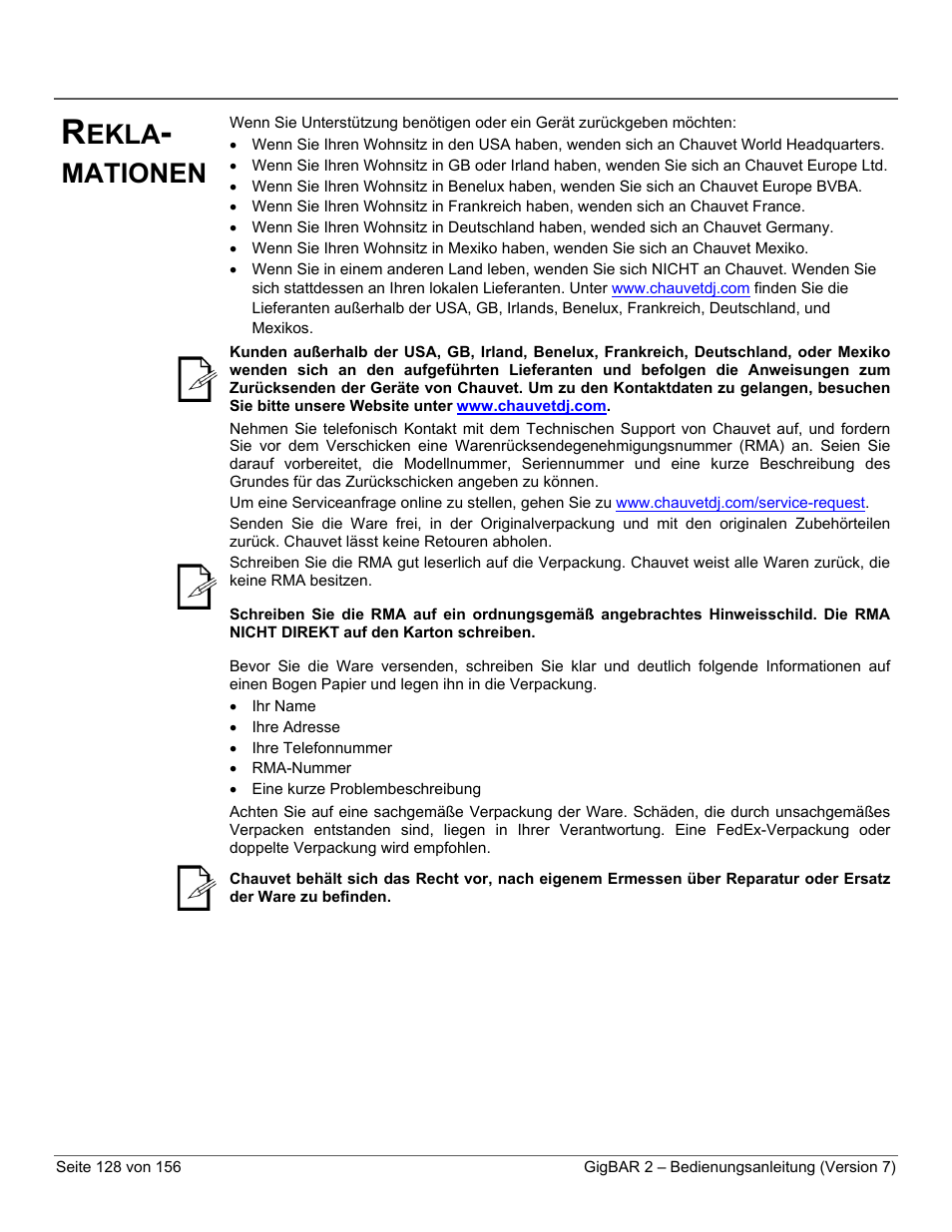 Rekla-mationen, Ekla, Mationen | CHAUVET DJ GigBAR 2 All-In-One Lighting System User Manual | Page 128 / 156