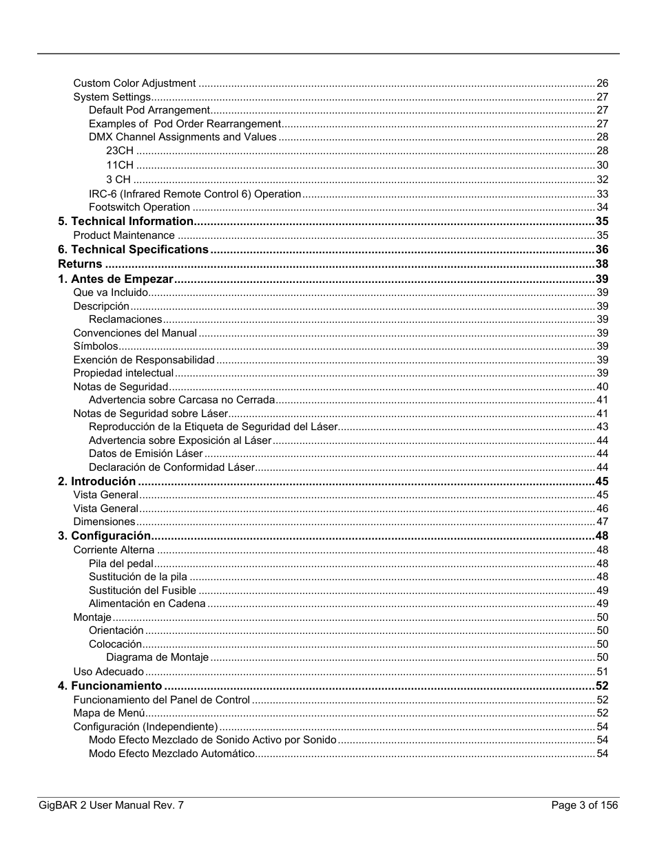 CHAUVET DJ GigBAR 2 All-In-One Lighting System User Manual | Page 3 / 156
