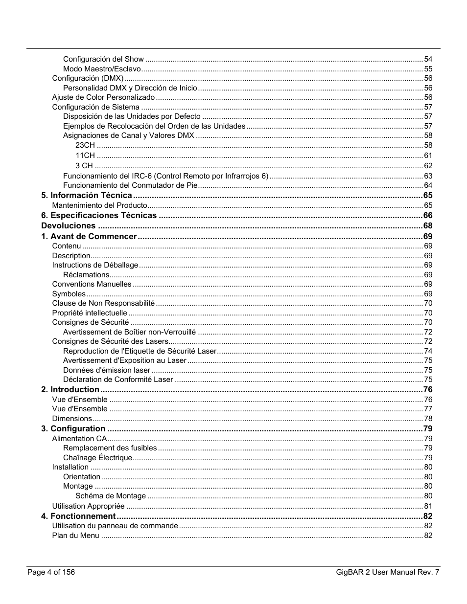 CHAUVET DJ GigBAR 2 All-In-One Lighting System User Manual | Page 4 / 156
