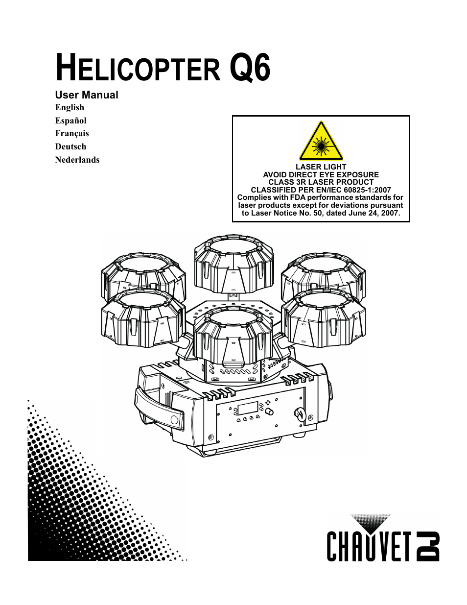 CHAUVET DJ Helicopter Q6 - Rotating Multi-Effects Light with Laser (RGBW) User Manual | 100 pages