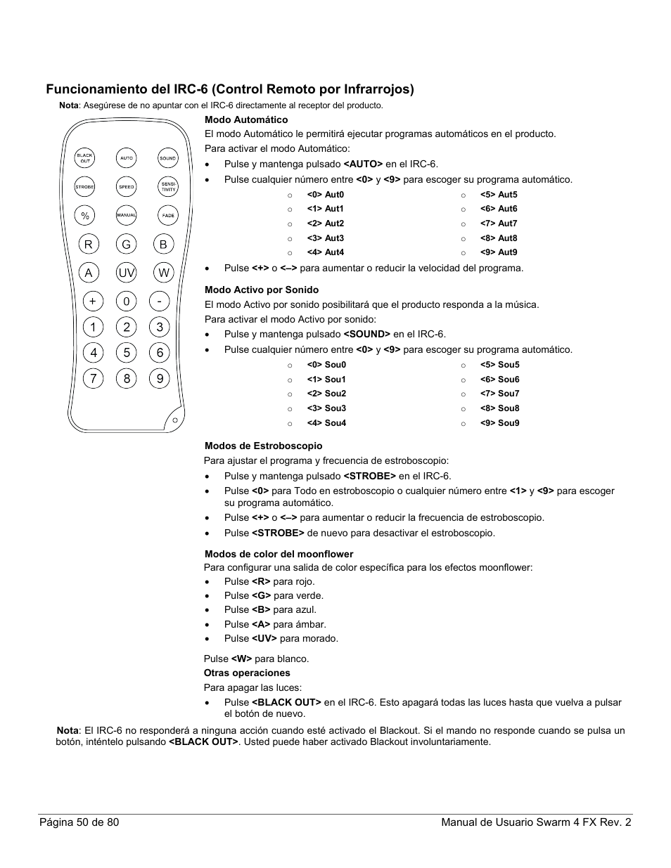 CHAUVET DJ Swarm 4 FX 3-In-1 LED User Manual | Page 50 / 80