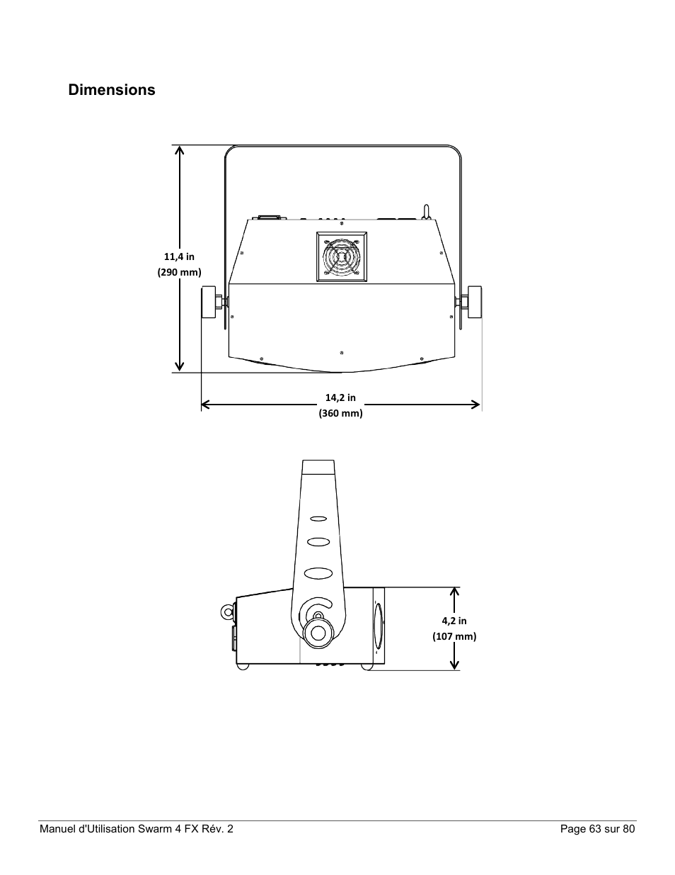 Dimensions | CHAUVET DJ Swarm 4 FX 3-In-1 LED User Manual | Page 63 / 80