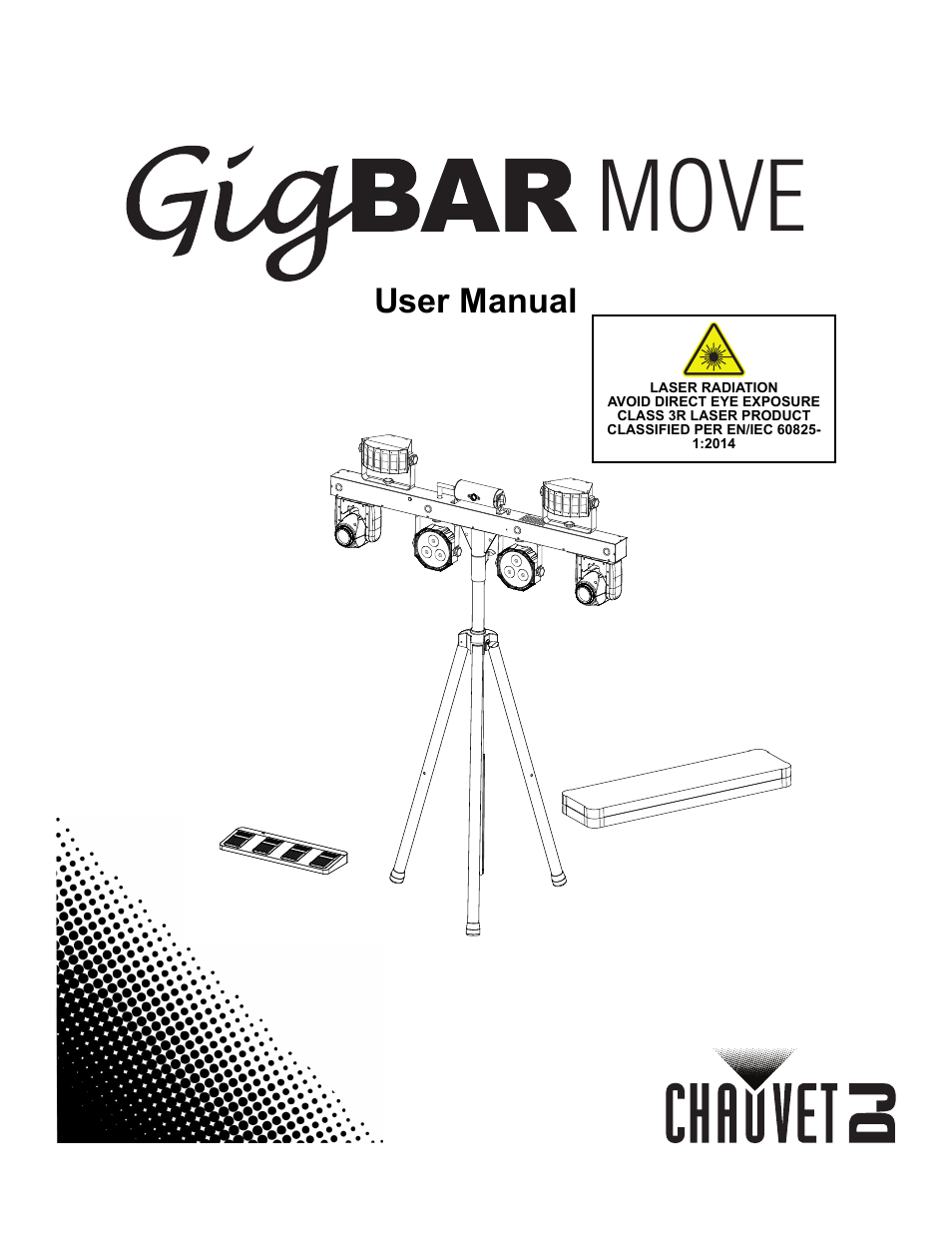 CHAUVET DJ GigBAR Move 5-in-1 Lighting System with Moving Heads, Pars, Derbys, Strobe, and Laser Effects (Black) User Manual | 139 pages