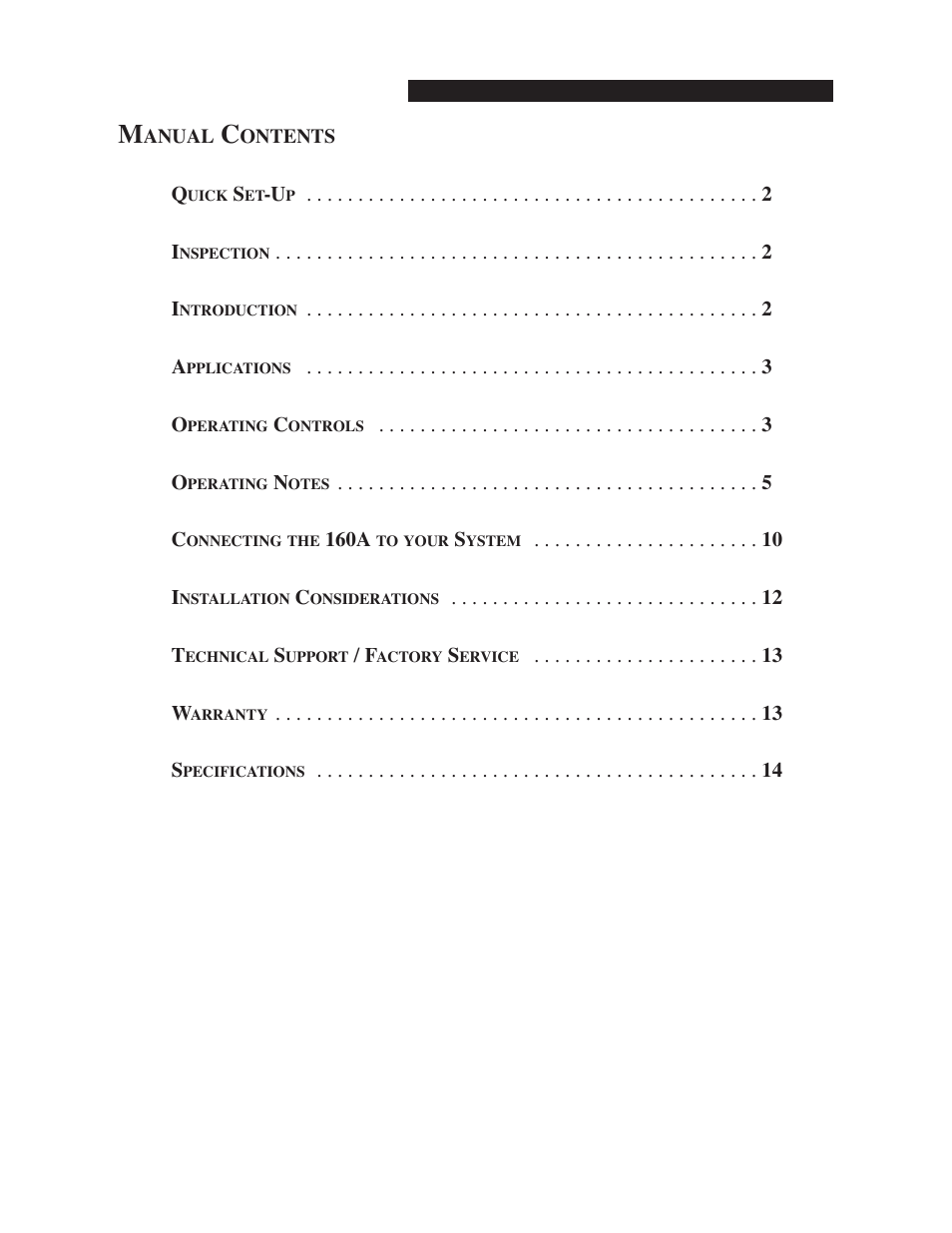 dbx Pro 160A User Manual | Page 3 / 20