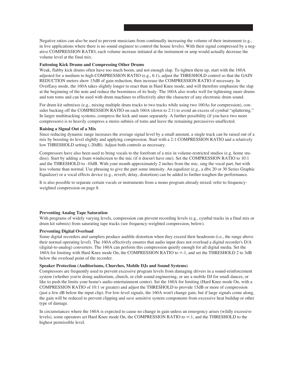 dbx Pro 160A User Manual | Page 9 / 20