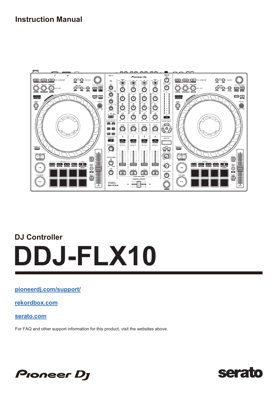 Pioneer Dj DDJ-FLX10 4-Channel DJ Controller for rekordbox and Serato DJ Pro (Black) User Manual | 183 pages