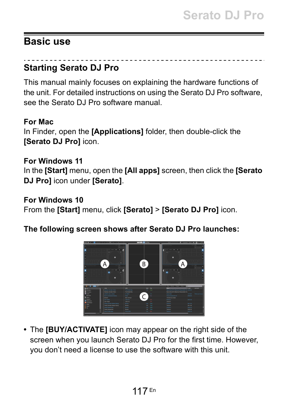 Basic use, Serato dj pro | Pioneer Dj DDJ-FLX10 4-Channel DJ Controller for rekordbox and Serato DJ Pro (Black) User Manual | Page 117 / 183