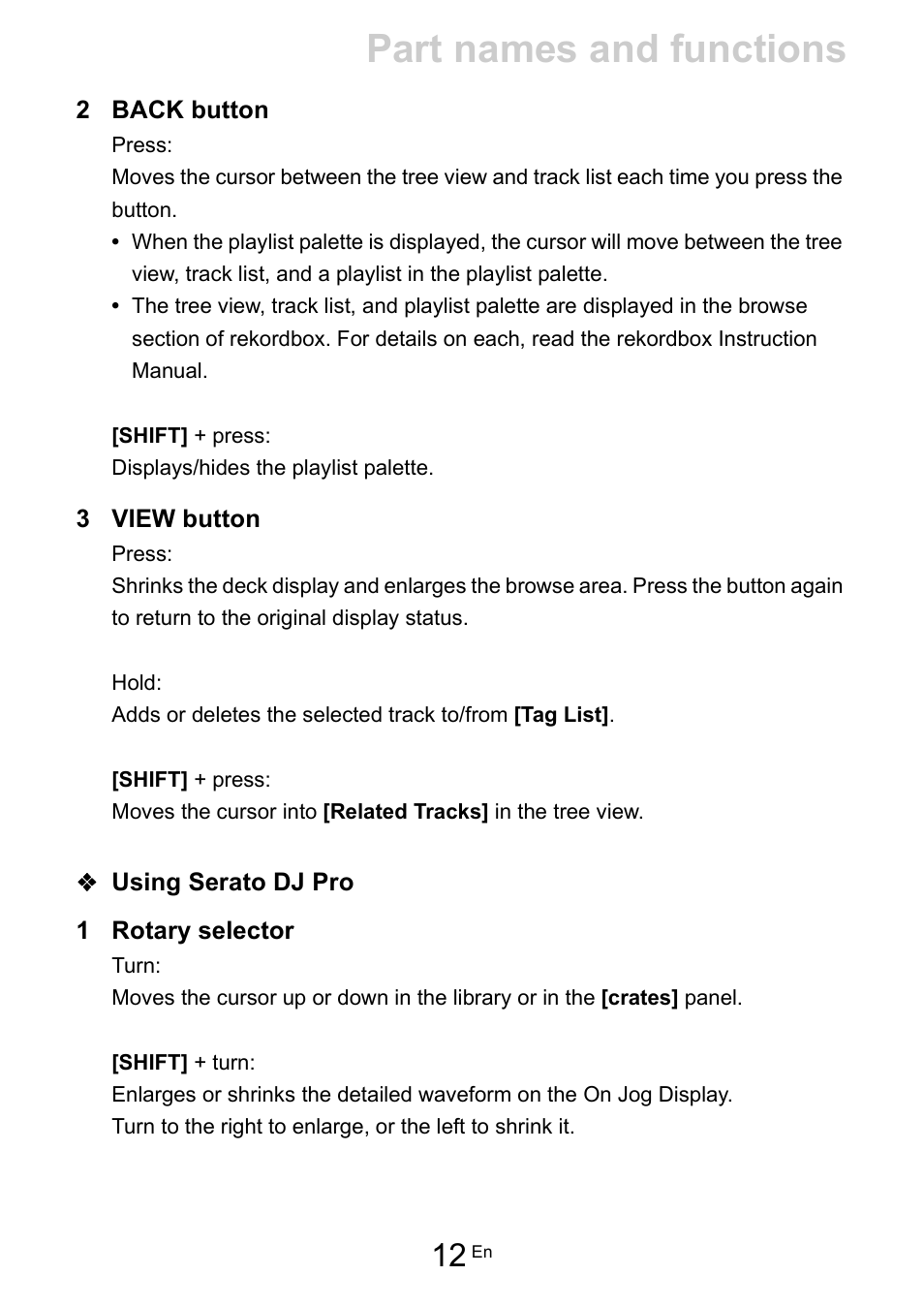 Part names and functions | Pioneer Dj DDJ-FLX10 4-Channel DJ Controller for rekordbox and Serato DJ Pro (Black) User Manual | Page 12 / 183