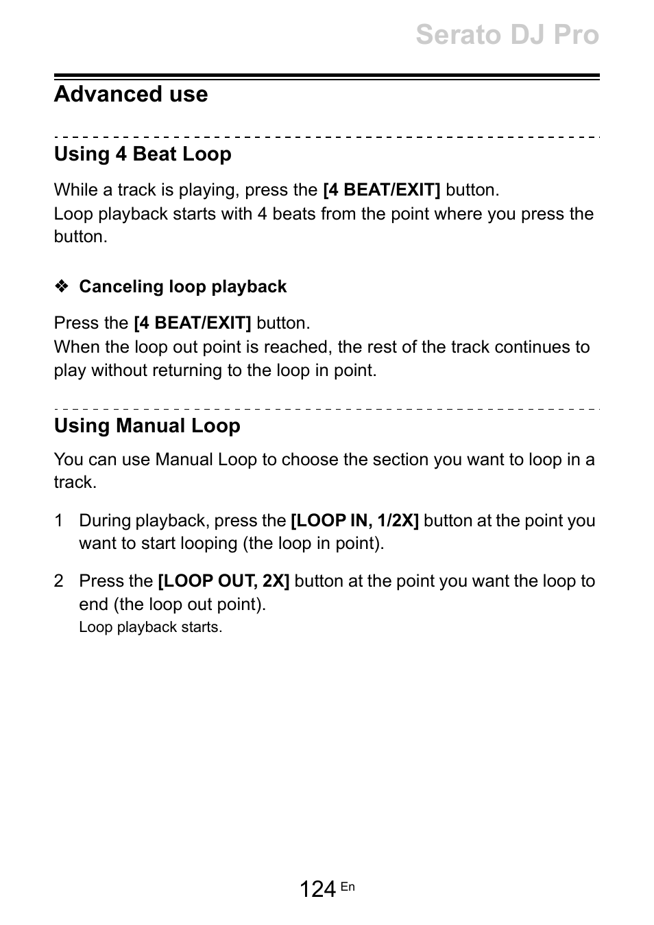 Advanced use, Serato dj pro | Pioneer Dj DDJ-FLX10 4-Channel DJ Controller for rekordbox and Serato DJ Pro (Black) User Manual | Page 124 / 183