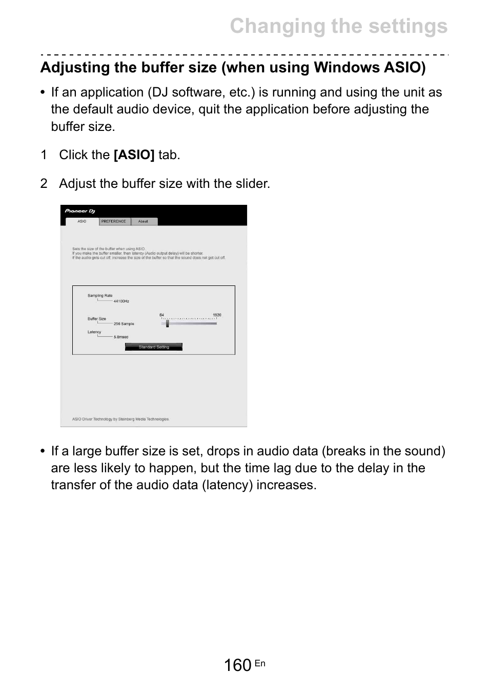 Changing the settings | Pioneer Dj DDJ-FLX10 4-Channel DJ Controller for rekordbox and Serato DJ Pro (Black) User Manual | Page 160 / 183