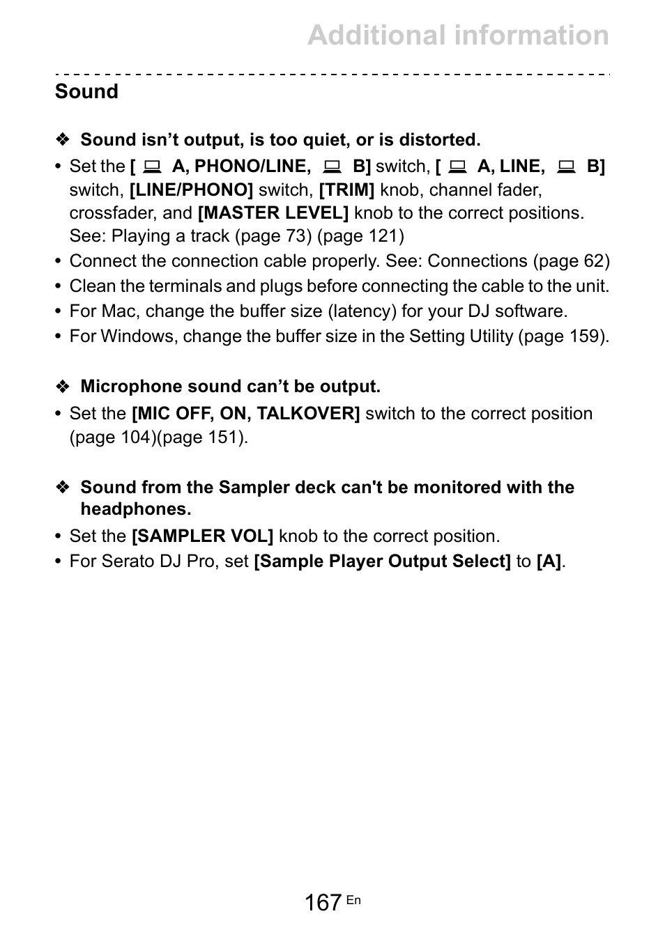 Additional information, Sound | Pioneer Dj DDJ-FLX10 4-Channel DJ Controller for rekordbox and Serato DJ Pro (Black) User Manual | Page 167 / 183