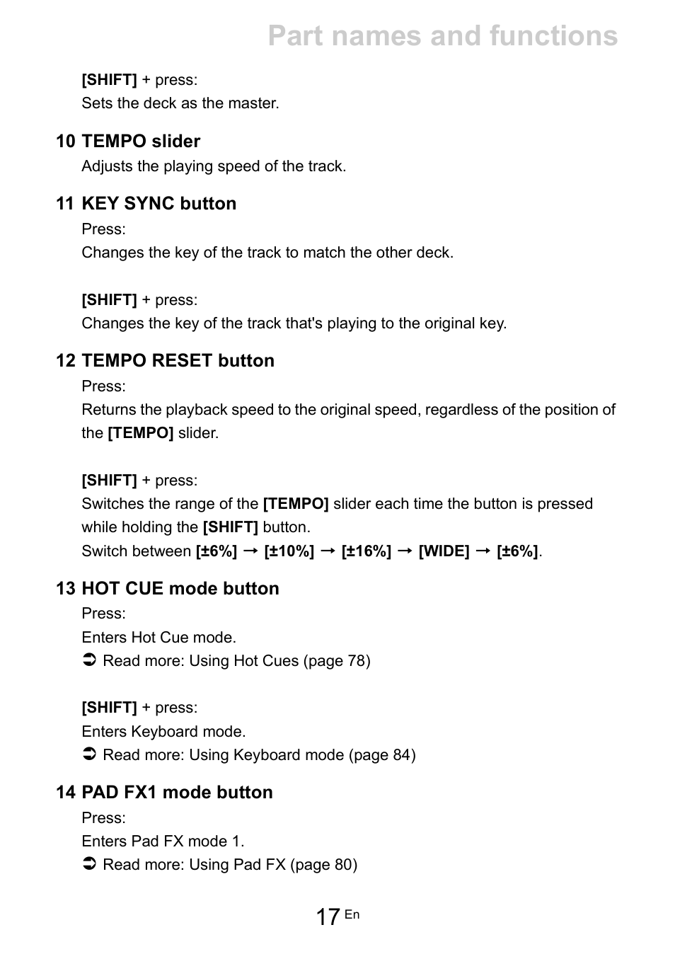 Part names and functions | Pioneer Dj DDJ-FLX10 4-Channel DJ Controller for rekordbox and Serato DJ Pro (Black) User Manual | Page 17 / 183