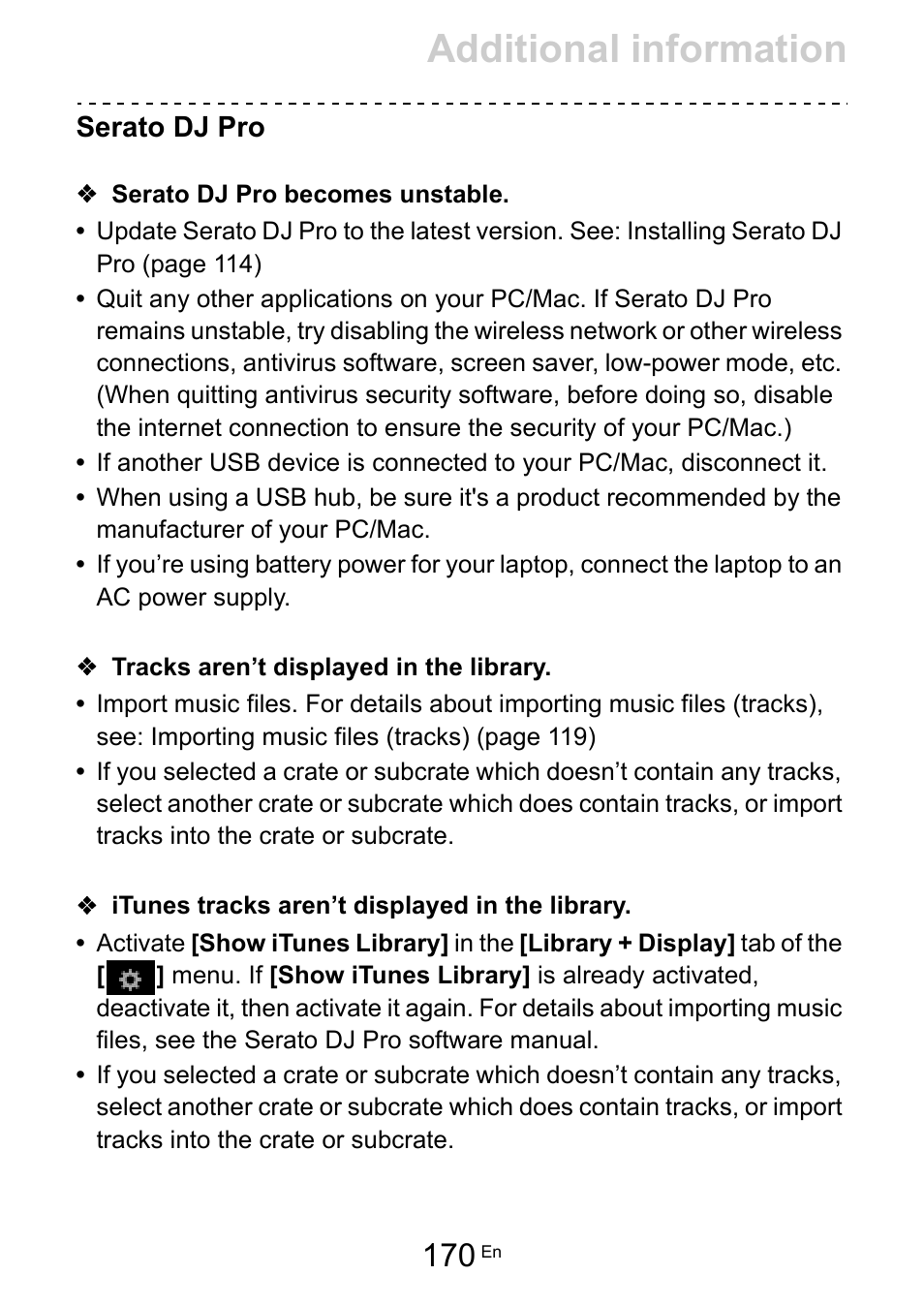 Additional information, Serato dj pro | Pioneer Dj DDJ-FLX10 4-Channel DJ Controller for rekordbox and Serato DJ Pro (Black) User Manual | Page 170 / 183