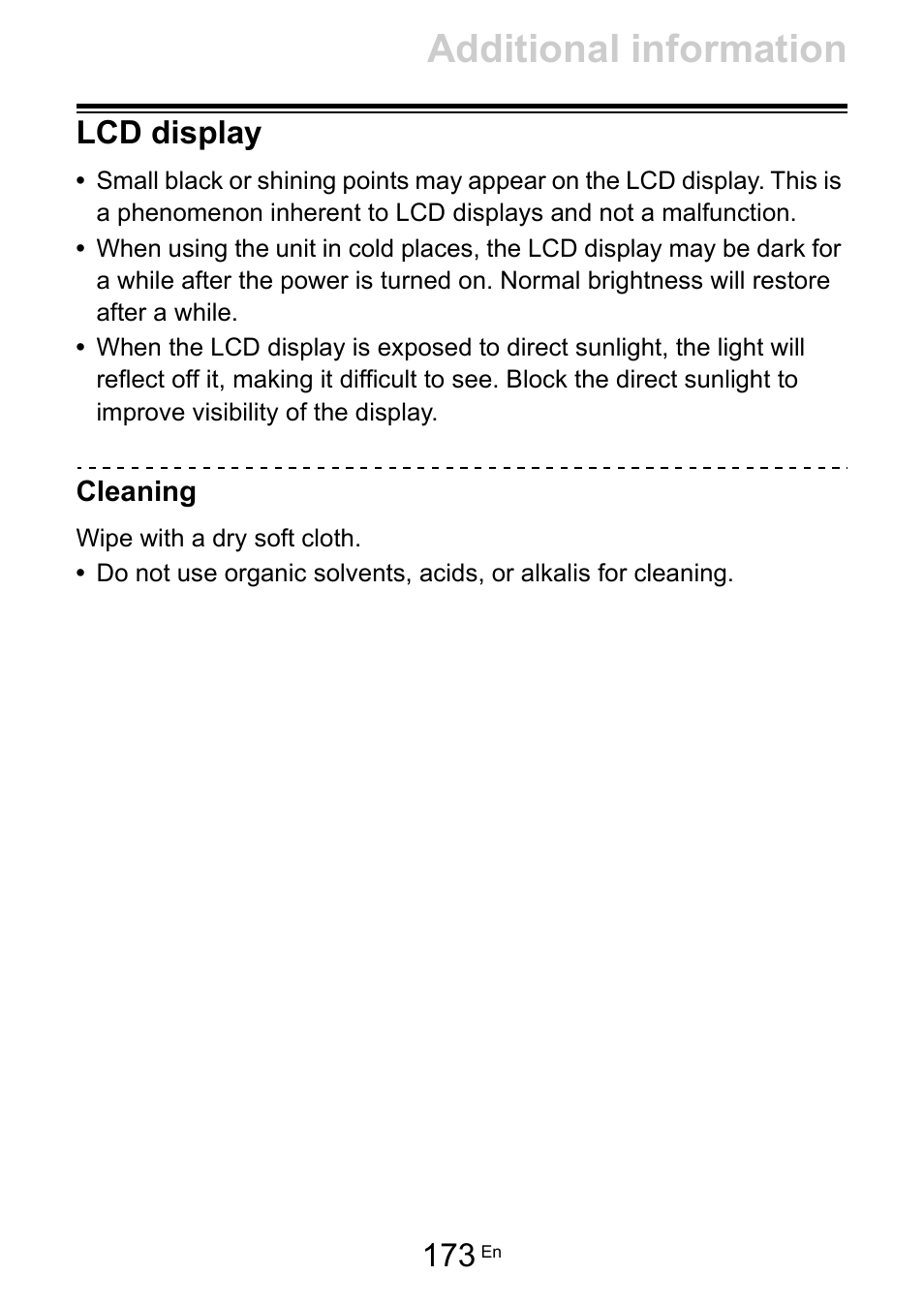 Lcd display, Additional information | Pioneer Dj DDJ-FLX10 4-Channel DJ Controller for rekordbox and Serato DJ Pro (Black) User Manual | Page 173 / 183