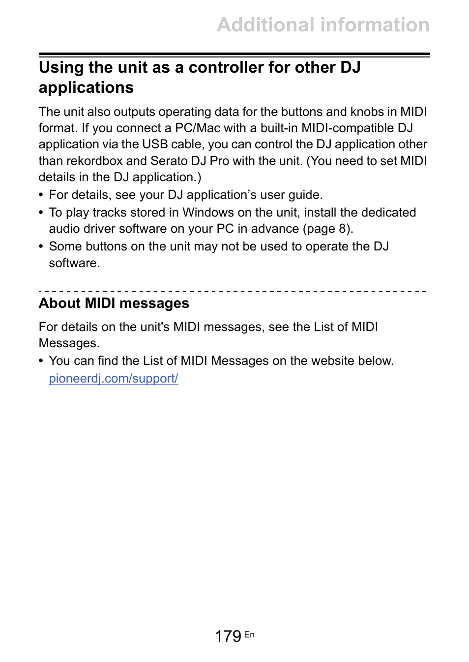 Additional information | Pioneer Dj DDJ-FLX10 4-Channel DJ Controller for rekordbox and Serato DJ Pro (Black) User Manual | Page 179 / 183