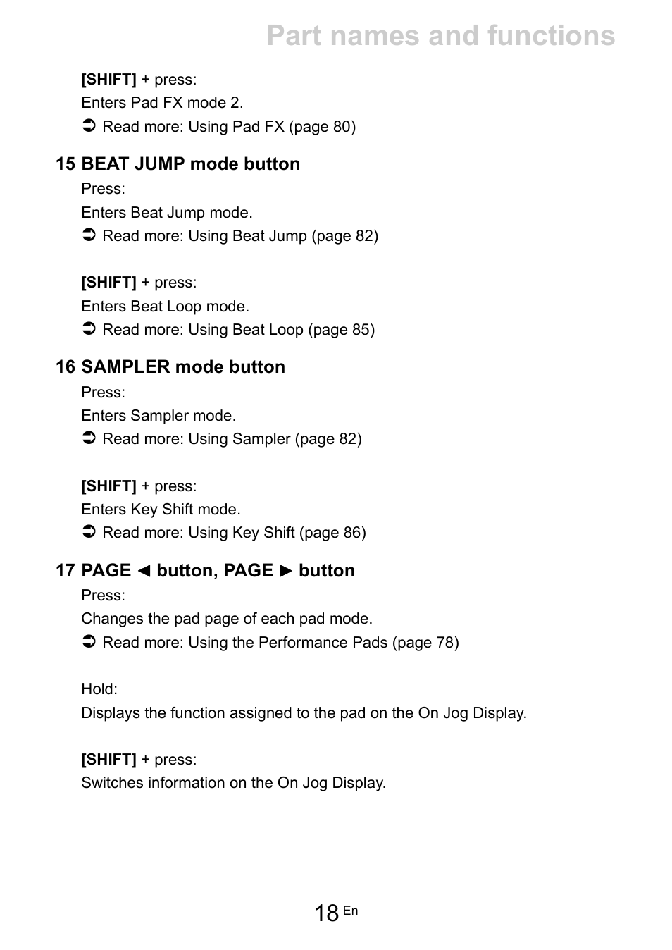 Part names and functions | Pioneer Dj DDJ-FLX10 4-Channel DJ Controller for rekordbox and Serato DJ Pro (Black) User Manual | Page 18 / 183