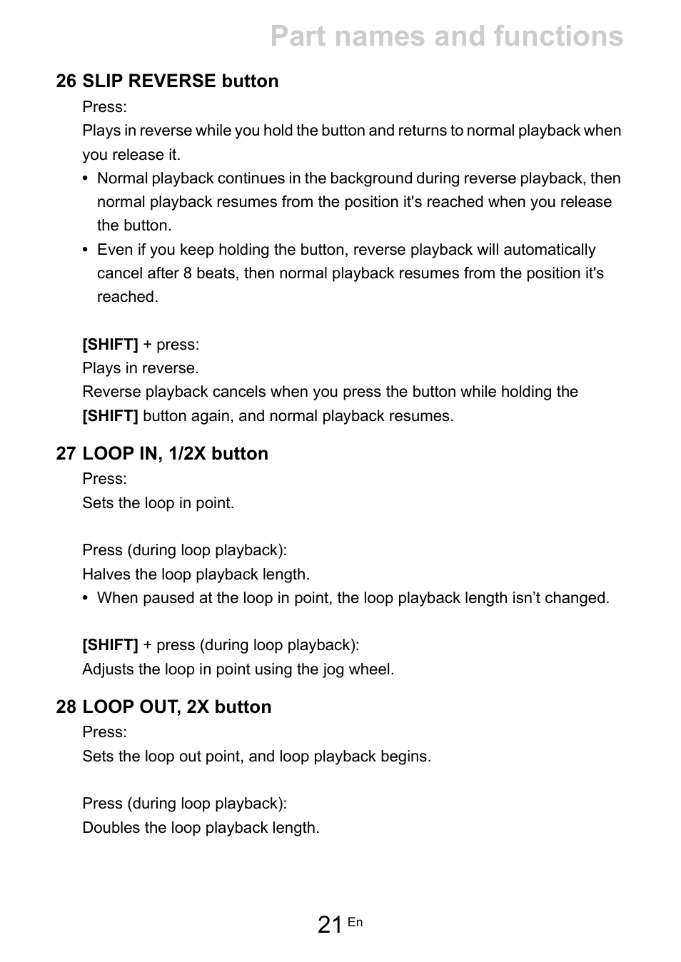 Part names and functions | Pioneer Dj DDJ-FLX10 4-Channel DJ Controller for rekordbox and Serato DJ Pro (Black) User Manual | Page 21 / 183