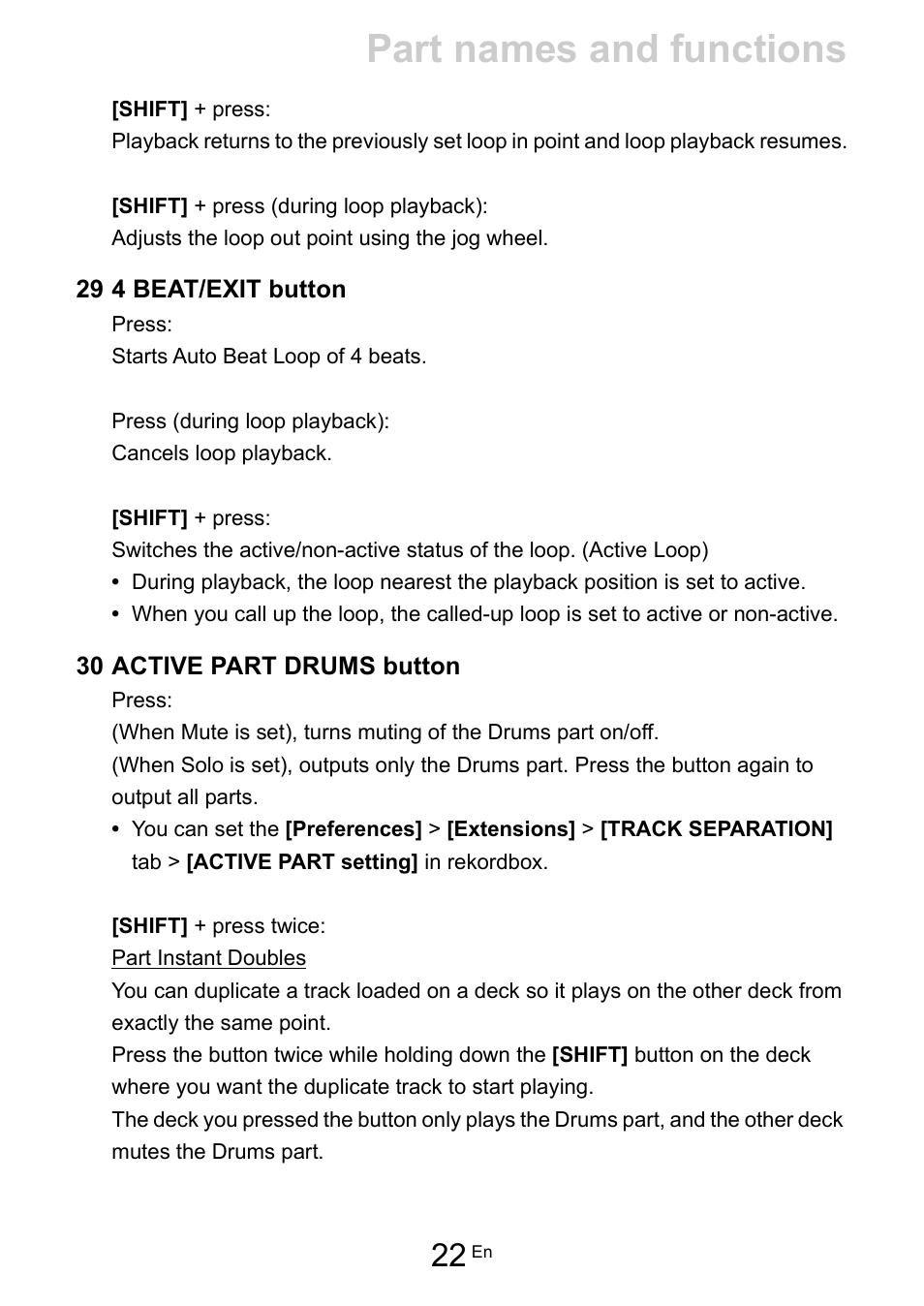 Part names and functions | Pioneer Dj DDJ-FLX10 4-Channel DJ Controller for rekordbox and Serato DJ Pro (Black) User Manual | Page 22 / 183