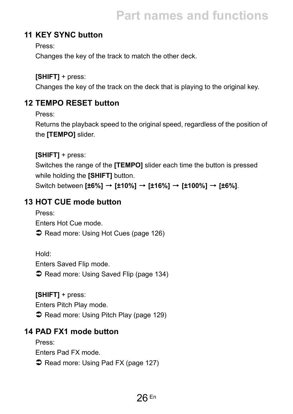 Part names and functions | Pioneer Dj DDJ-FLX10 4-Channel DJ Controller for rekordbox and Serato DJ Pro (Black) User Manual | Page 26 / 183