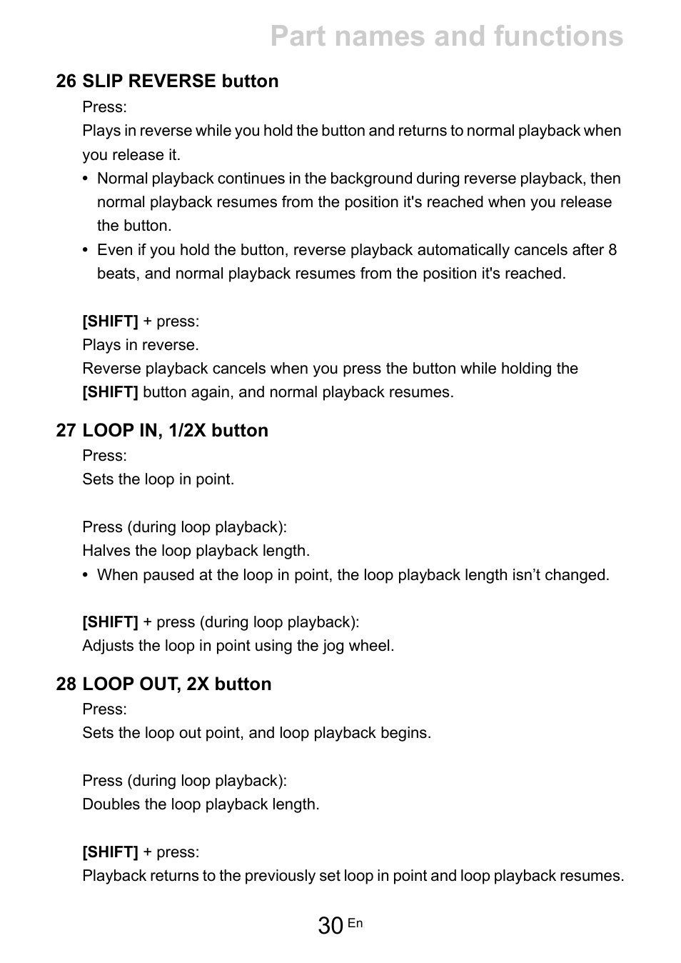 Part names and functions | Pioneer Dj DDJ-FLX10 4-Channel DJ Controller for rekordbox and Serato DJ Pro (Black) User Manual | Page 30 / 183
