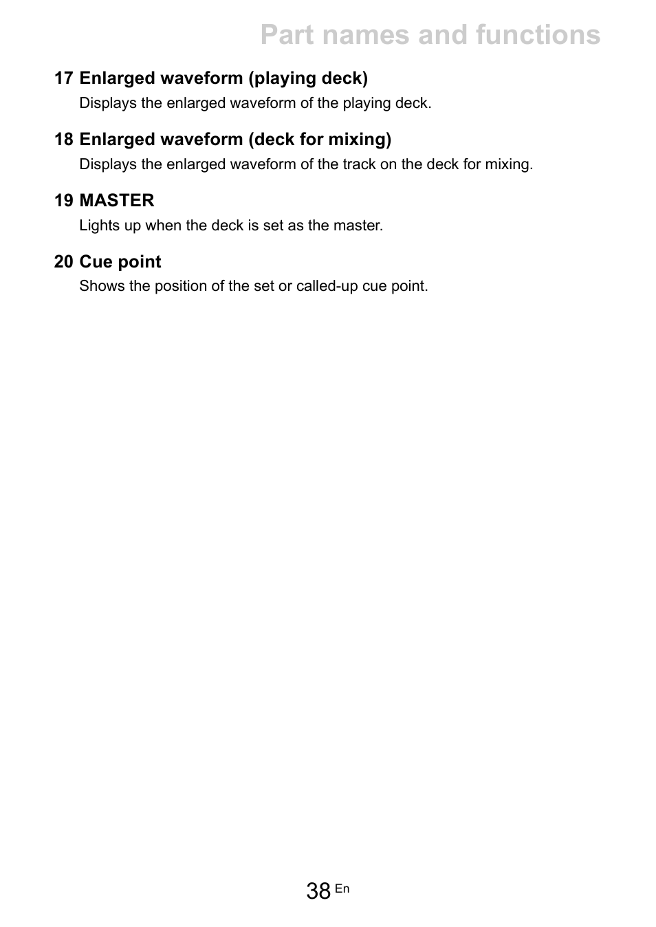 Part names and functions | Pioneer Dj DDJ-FLX10 4-Channel DJ Controller for rekordbox and Serato DJ Pro (Black) User Manual | Page 38 / 183