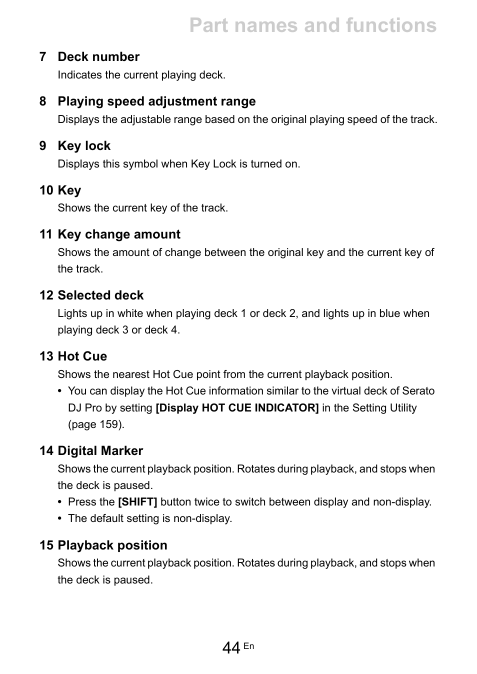 Part names and functions | Pioneer Dj DDJ-FLX10 4-Channel DJ Controller for rekordbox and Serato DJ Pro (Black) User Manual | Page 44 / 183