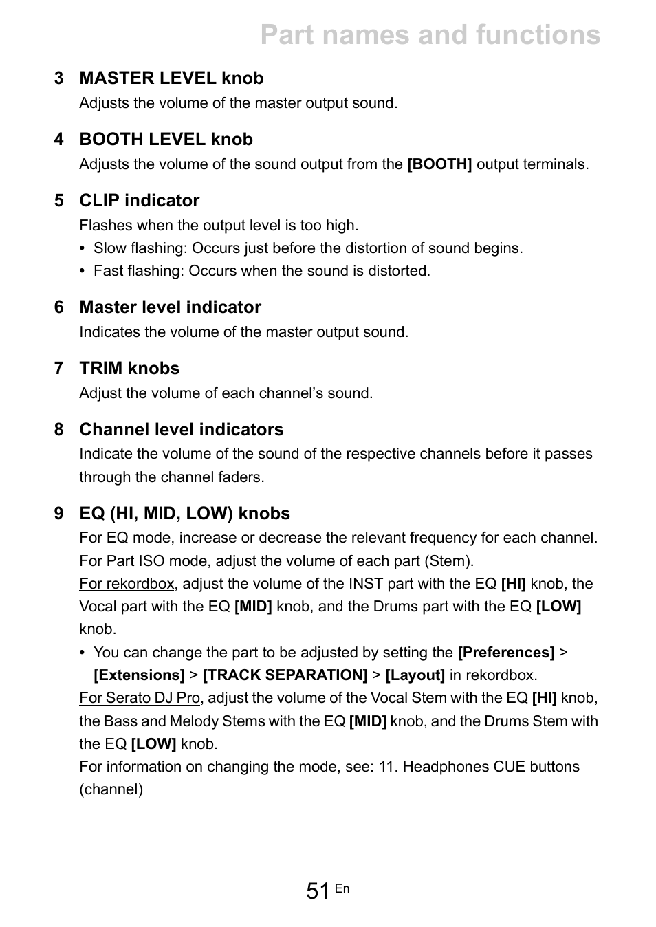 Part names and functions | Pioneer Dj DDJ-FLX10 4-Channel DJ Controller for rekordbox and Serato DJ Pro (Black) User Manual | Page 51 / 183