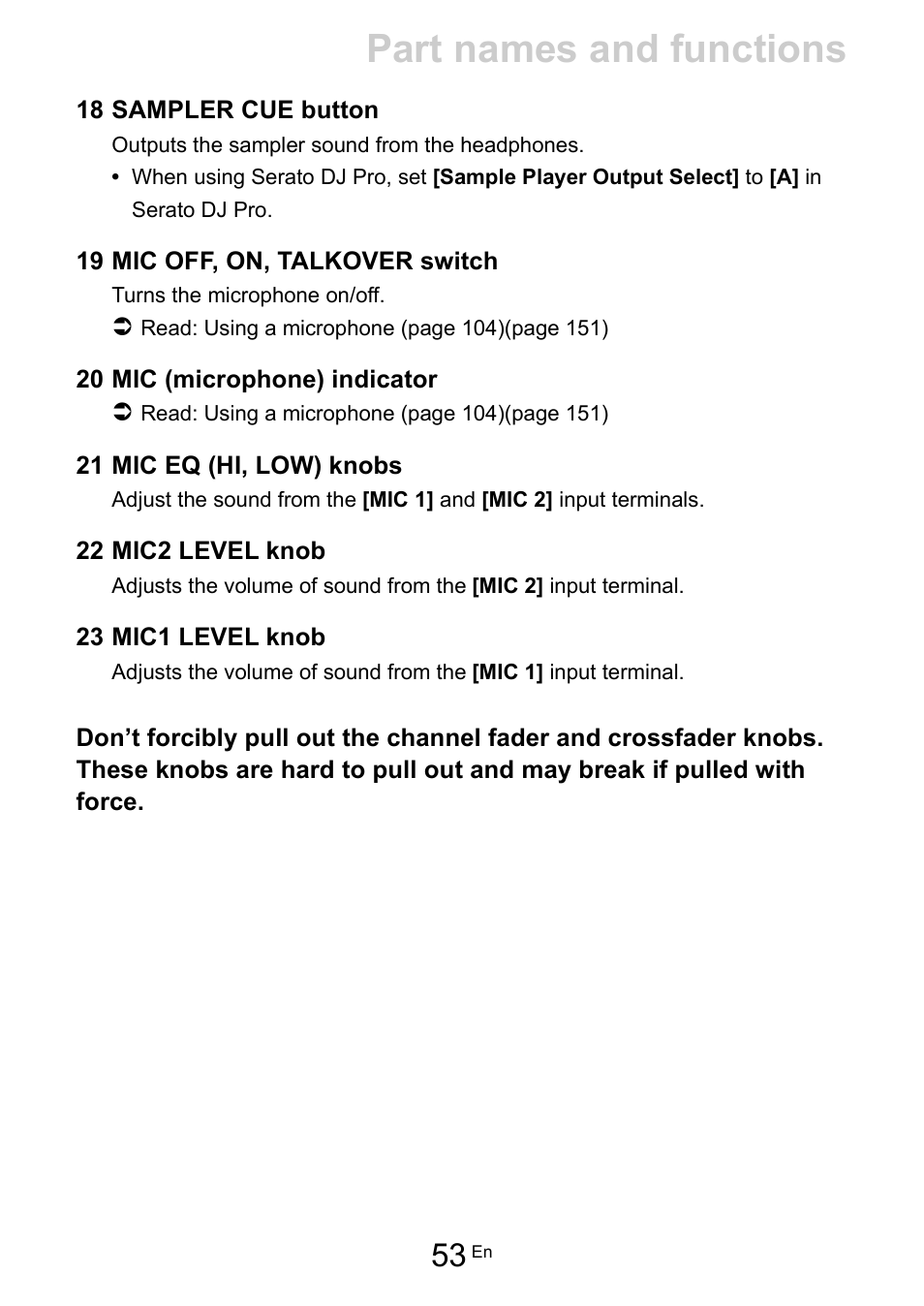 Part names and functions | Pioneer Dj DDJ-FLX10 4-Channel DJ Controller for rekordbox and Serato DJ Pro (Black) User Manual | Page 53 / 183