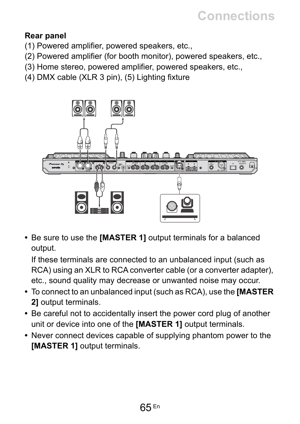 Connections | Pioneer Dj DDJ-FLX10 4-Channel DJ Controller for rekordbox and Serato DJ Pro (Black) User Manual | Page 65 / 183
