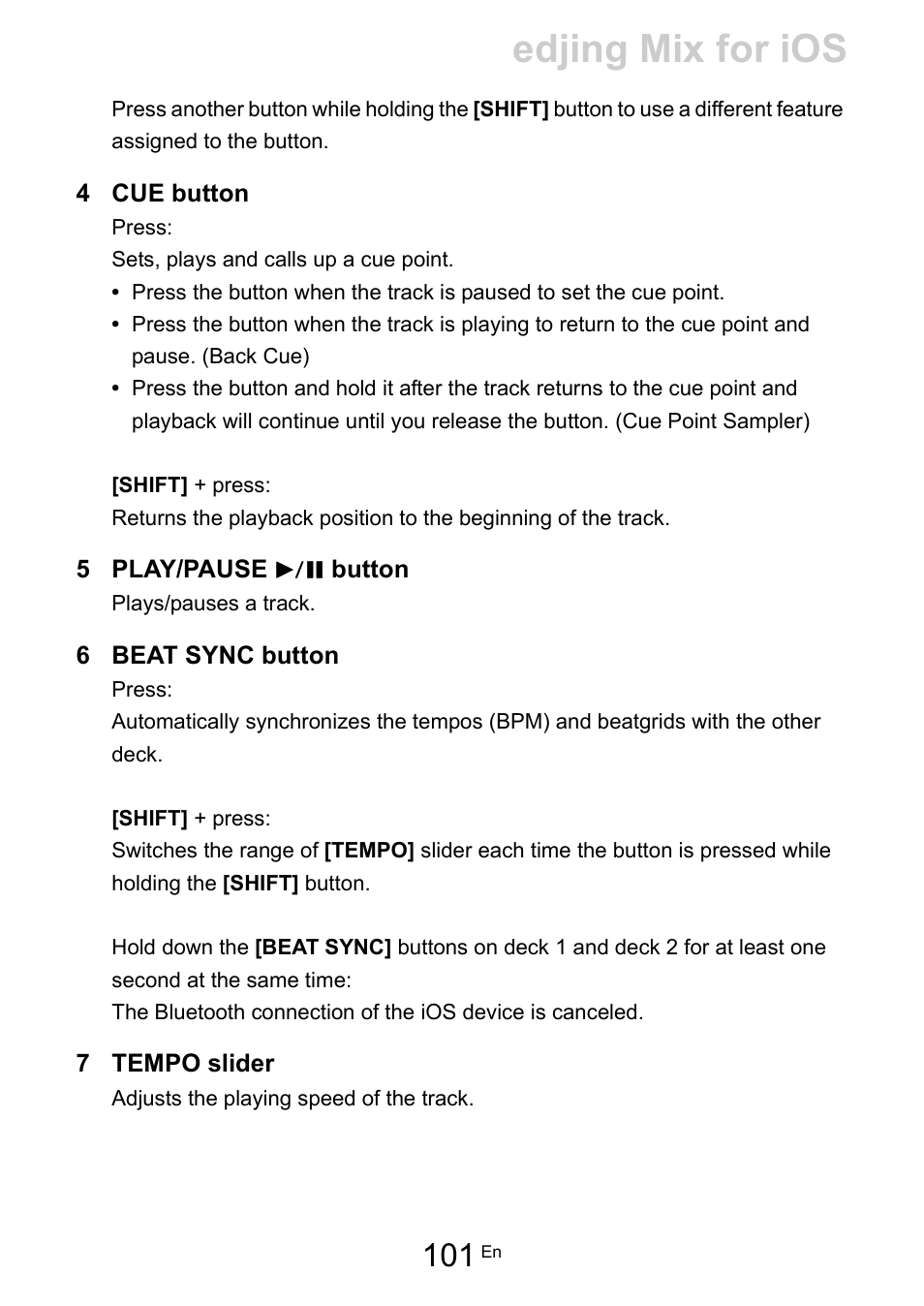 Edjing mix for ios | Pioneer Dj DDJ-200 SmDJ Controller for WeDJ and rekordbox User Manual | Page 101 / 181