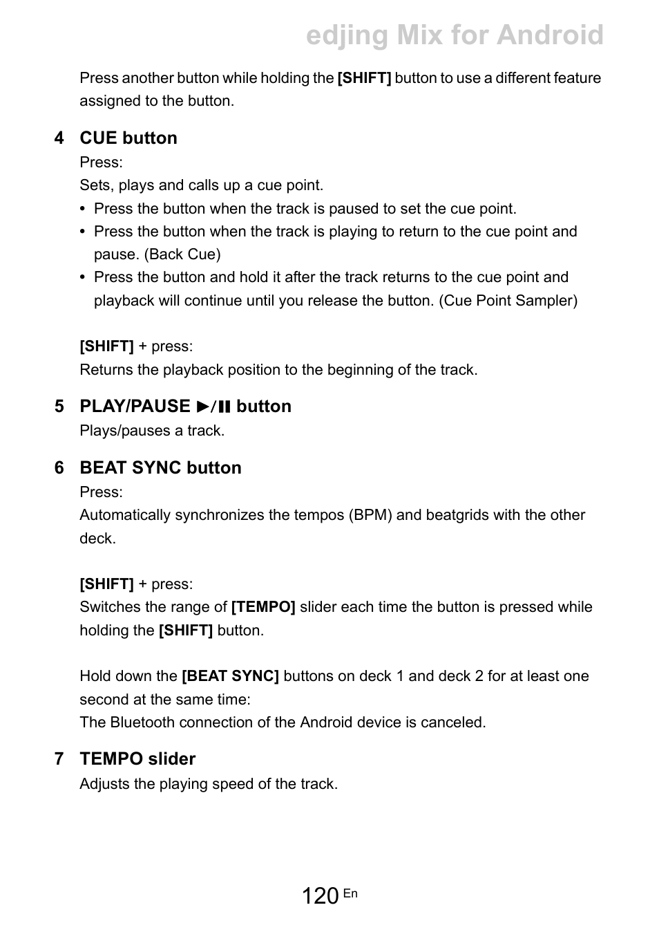 Edjing mix for android | Pioneer Dj DDJ-200 SmDJ Controller for WeDJ and rekordbox User Manual | Page 120 / 181