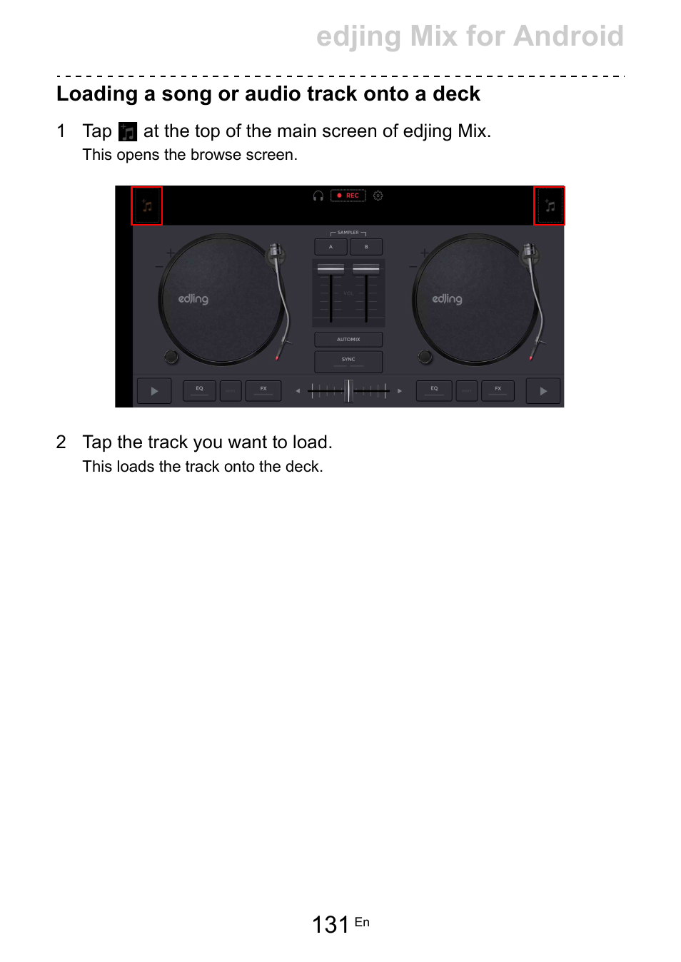 Edjing mix for android | Pioneer Dj DDJ-200 SmDJ Controller for WeDJ and rekordbox User Manual | Page 131 / 181