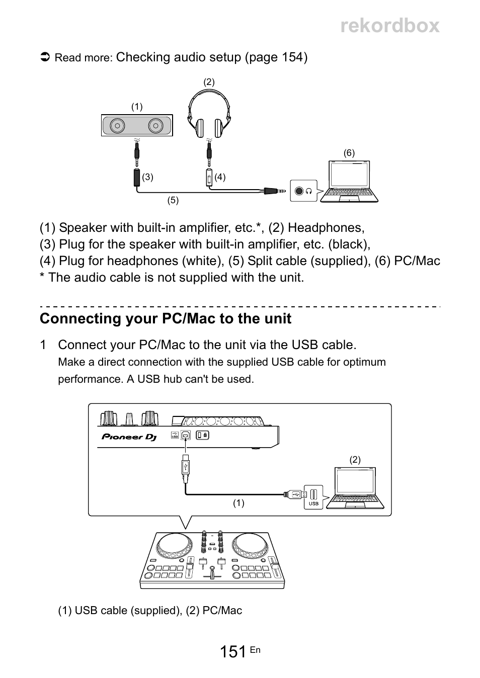 Rekordbox, Connecting your pc/mac to the unit | Pioneer Dj DDJ-200 SmDJ Controller for WeDJ and rekordbox User Manual | Page 151 / 181