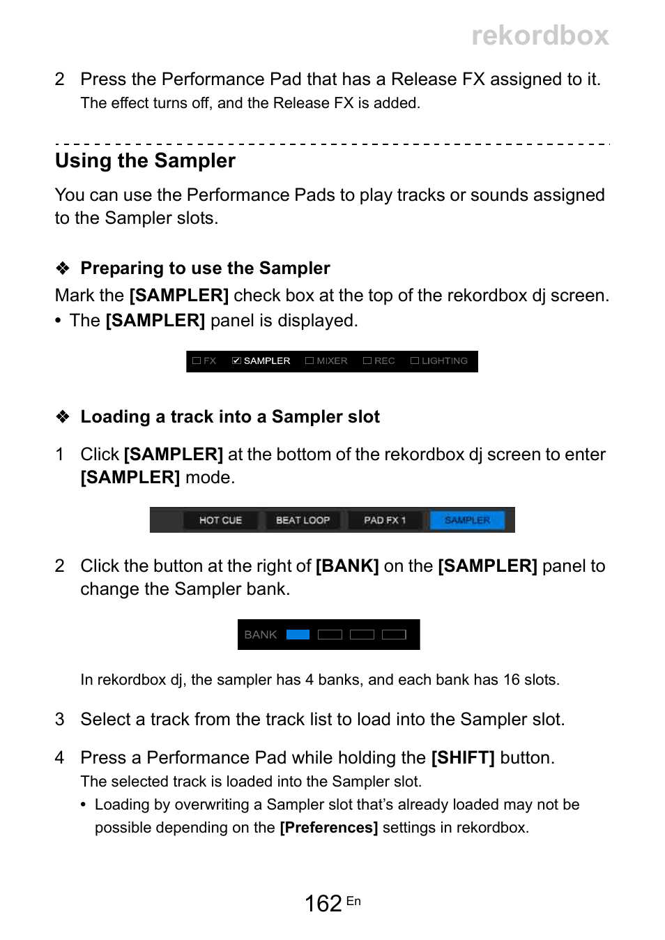 Rekordbox, Using the sampler | Pioneer Dj DDJ-200 SmDJ Controller for WeDJ and rekordbox User Manual | Page 162 / 181