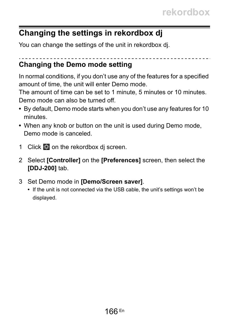 Changing the settings in rekordbox dj, Rekordbox | Pioneer Dj DDJ-200 SmDJ Controller for WeDJ and rekordbox User Manual | Page 166 / 181