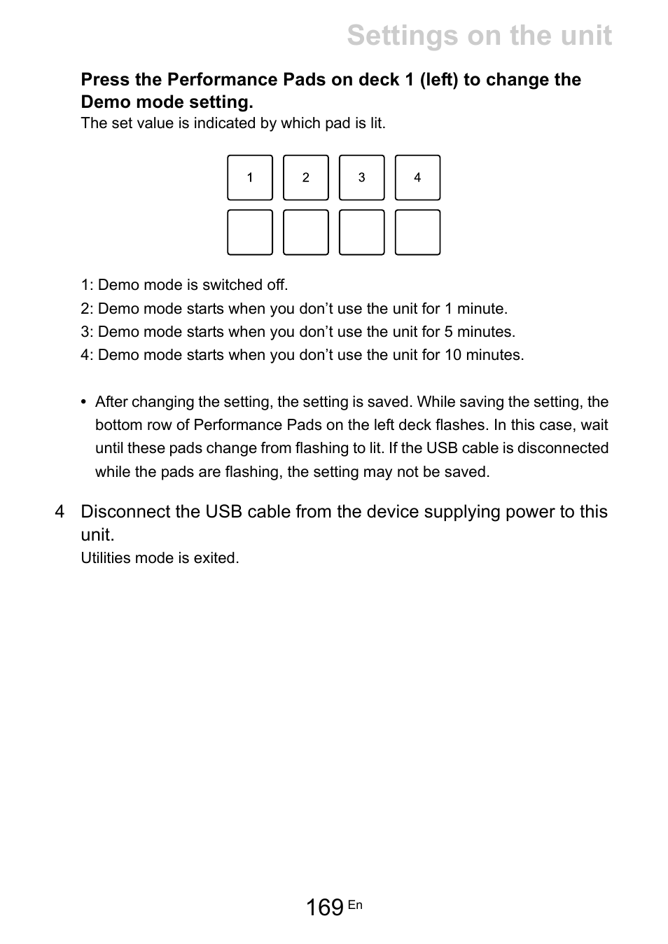 Settings on the unit | Pioneer Dj DDJ-200 SmDJ Controller for WeDJ and rekordbox User Manual | Page 169 / 181