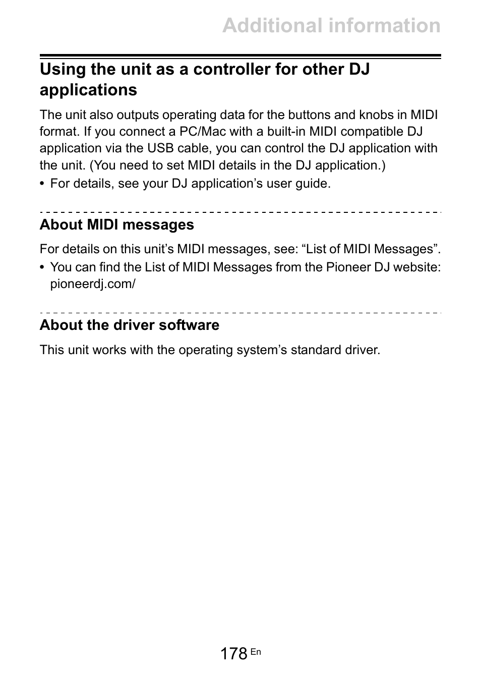 Additional information | Pioneer Dj DDJ-200 SmDJ Controller for WeDJ and rekordbox User Manual | Page 178 / 181