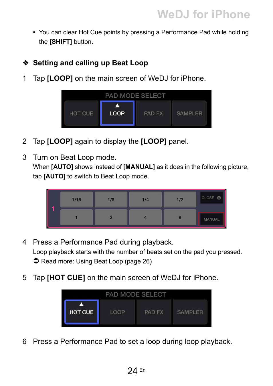 Wedj for iphone | Pioneer Dj DDJ-200 SmDJ Controller for WeDJ and rekordbox User Manual | Page 24 / 181